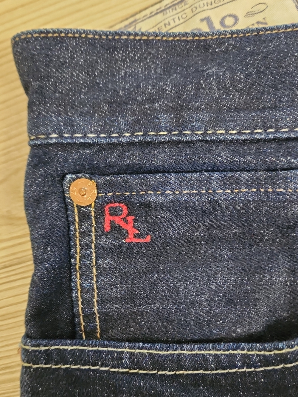 Polo Ralph Lauren Authentic Dungarees Men's Dark Wash Straight Jeans 34x33 - Picture 4 of 11